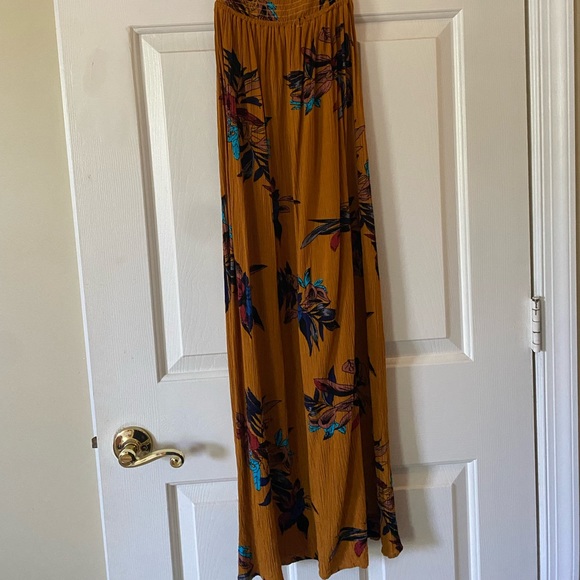 Mustard Yellow Floral Maxi Dress, Size Small - Picture 2 of 3